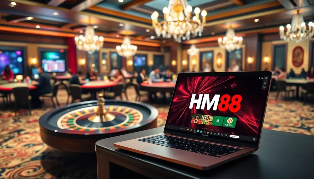 Experience the thrill of betting with Nhà cái Hm88's luxurious casino interface showcasing excitement and professionalism.