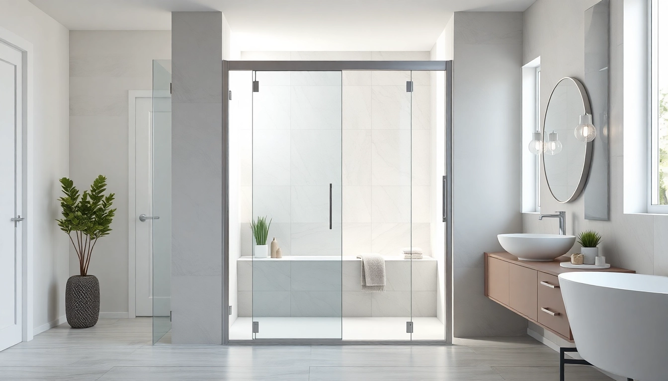 Shower screen door elegantly featured in a contemporary bathroom setting.