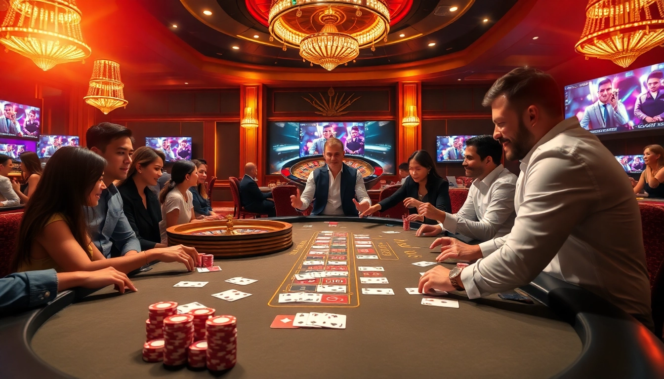 Engage in thrilling games at u888 com with vibrant casino tables, chips, and cards in action.