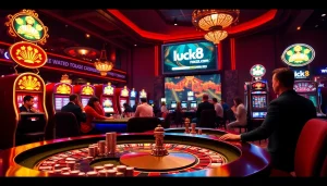 Người chơi đang thưởng thức các trò chơi với các cảnh sống động tại casino https://luck8.com, thể hiện sự phấn khích và sang trọng.
