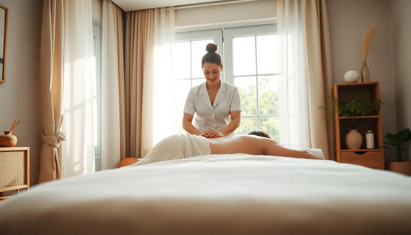 Expert 출장마사지 therapist providing a calming massage in a cozy home environment.