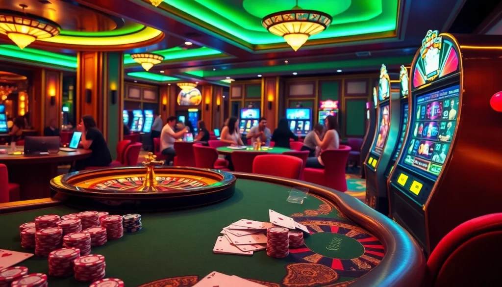 A thrilling poker game at ALO 789 with vibrant casino energy and engaging players.