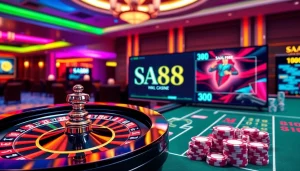 Experience thrilling gaming action at SA88 with vibrant casino tables and poker chips.