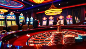 Luck8 engaging players around a luxurious roulette table in an exciting casino setting.