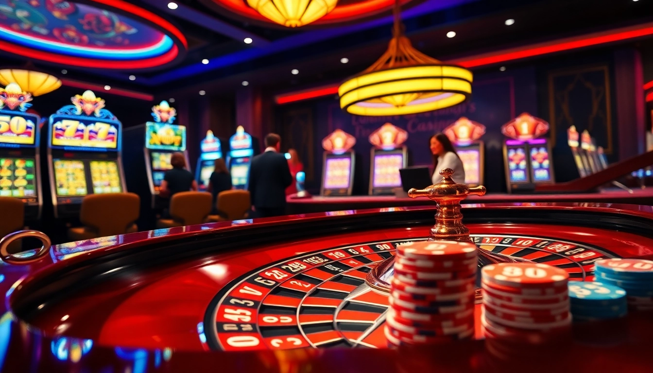 Luck8 engaging players around a luxurious roulette table in an exciting casino setting.