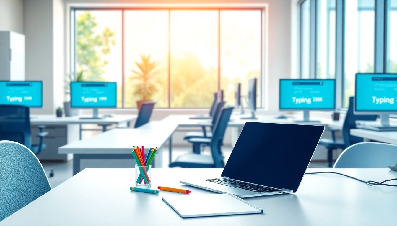 Typing center with a modern workspace, promoting productivity and comfort.
