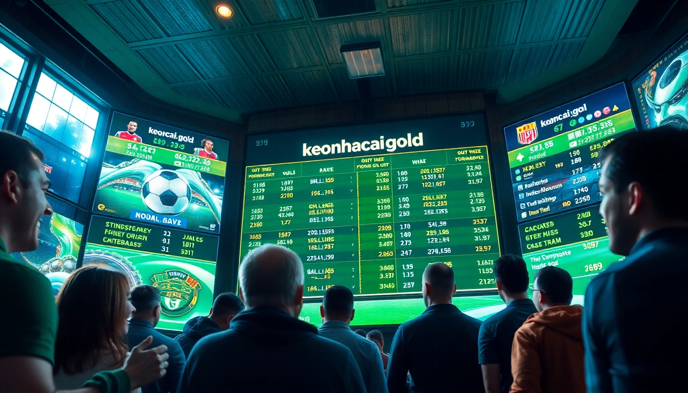 Exciting sports betting scene showcasing keonhacai.gold with live odds and enthusiastic bettors.