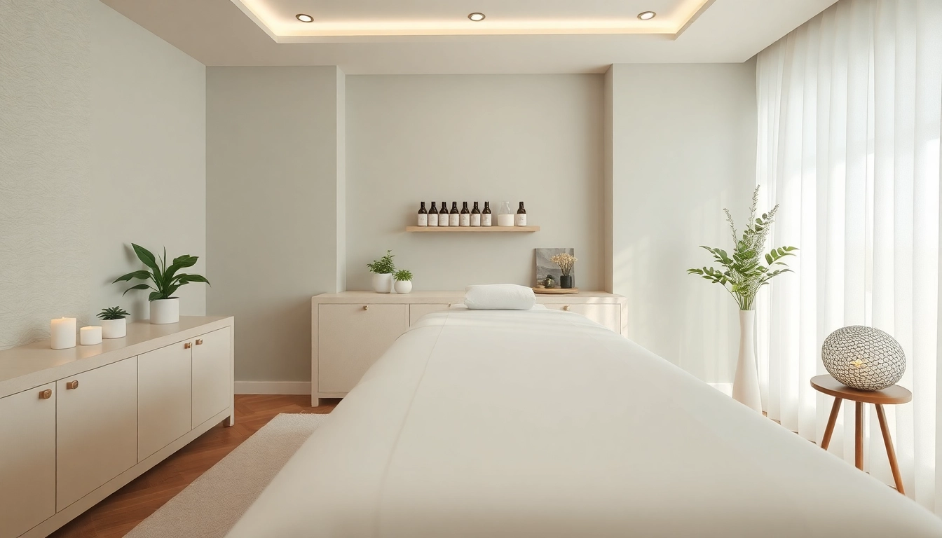 우아한 장식의 1인샵 마사지 치료실의 편안한 환경.