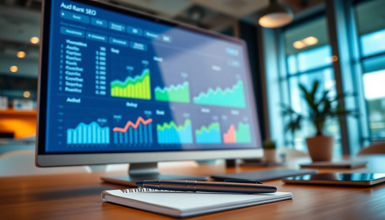 Analyze SEO Rank Tracker data on a modern dashboard with interactive charts.