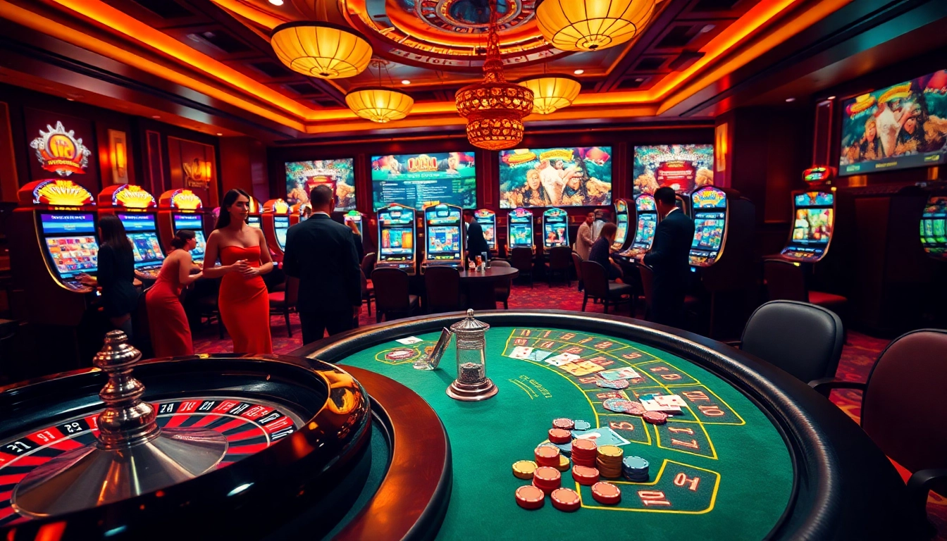 Experience the excitement of trang chủ S8 with an elegant casino scene featuring roulette and poker action.