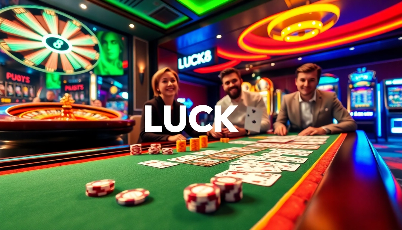 LUCK8 elevates online gambling with exciting casino scenes, vibrant slots, and dynamic poker tables.