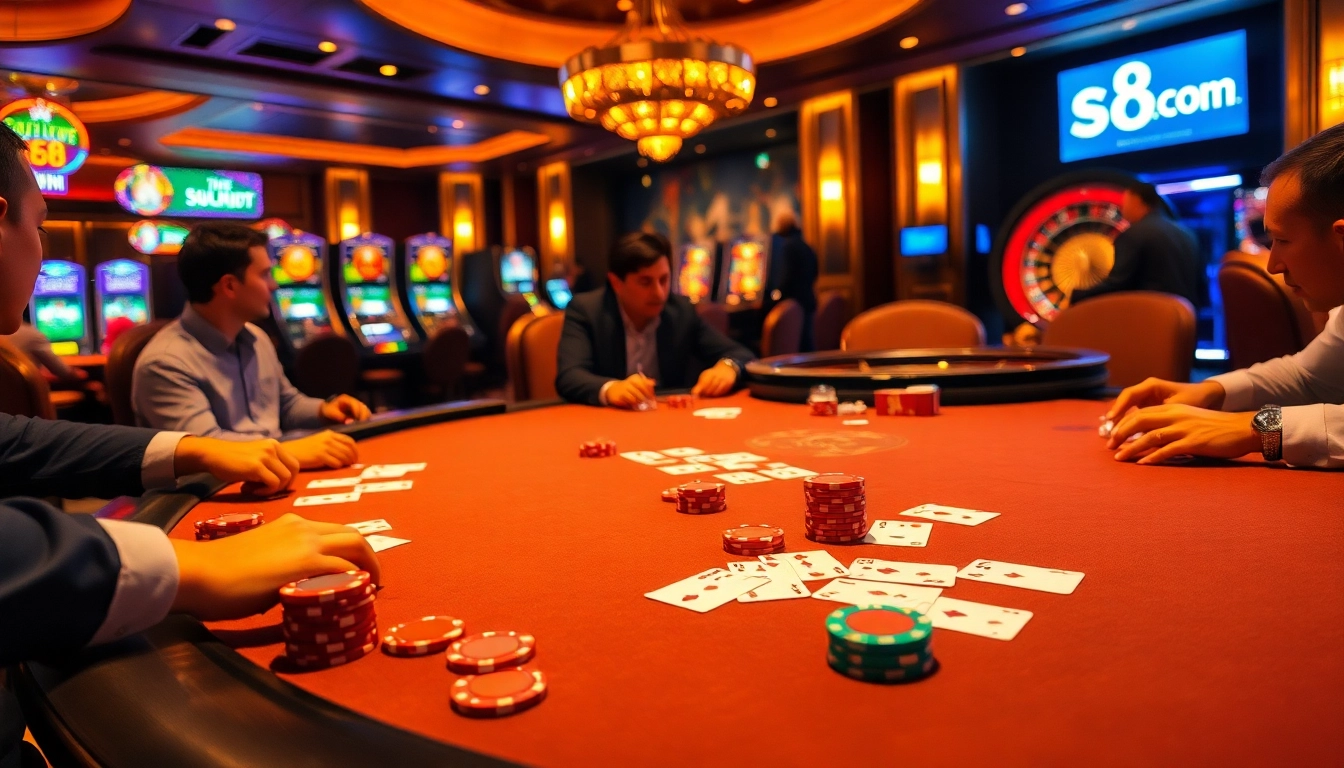 Experience thrilling gaming action at s8.com with vibrant casino tables and exciting players.