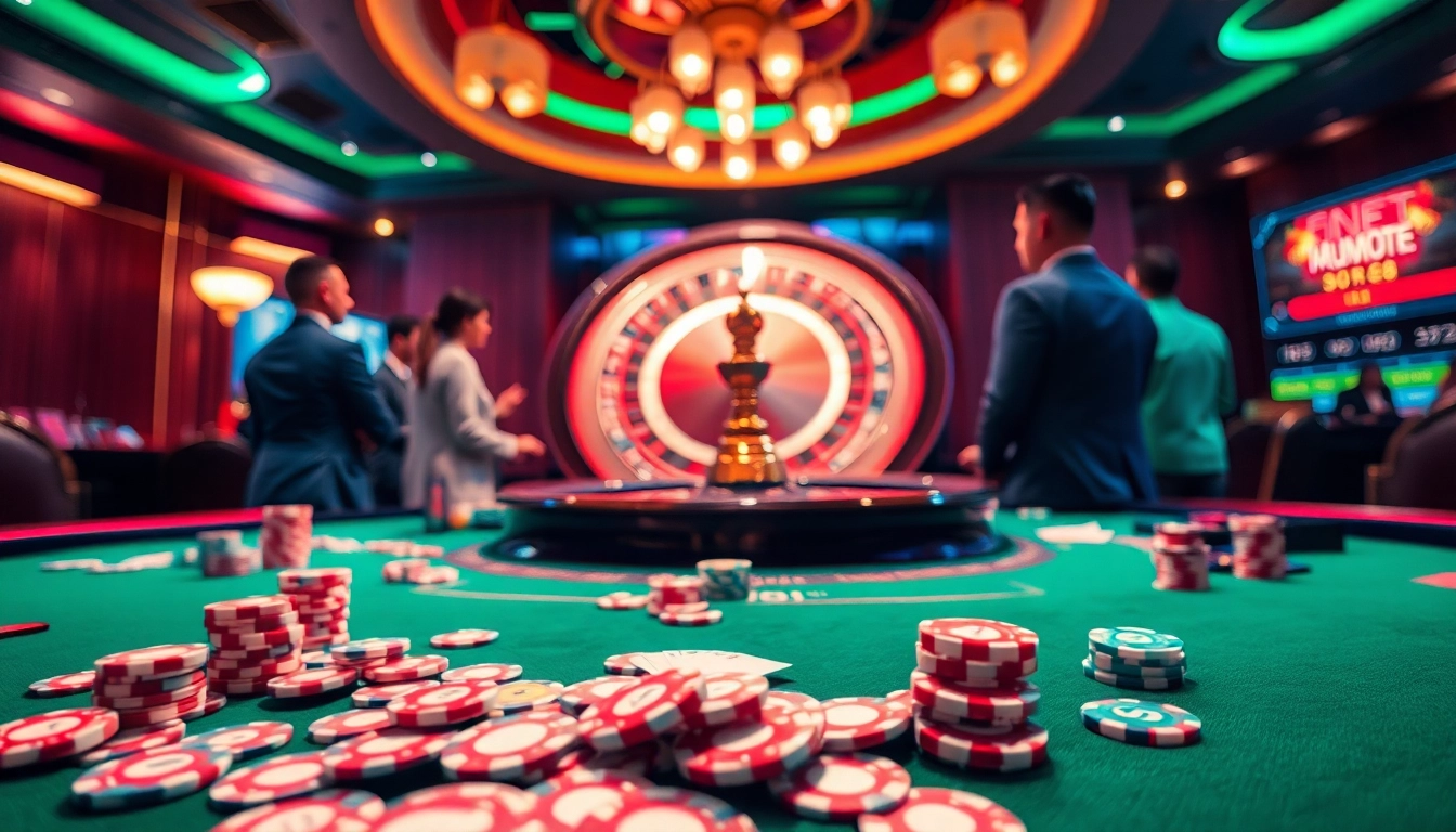 Experience the excitement of AF88 at a vibrant casino with poker tables and roulette.