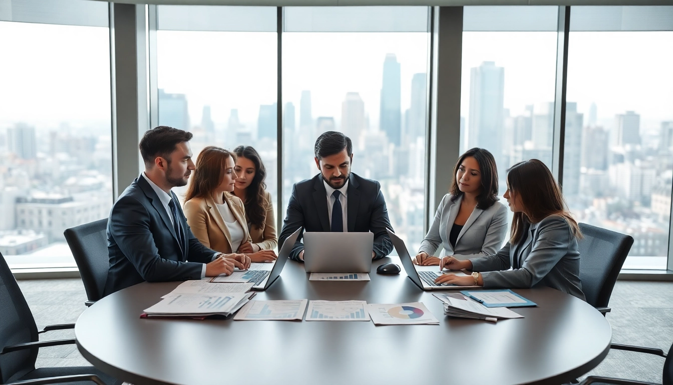 Business professionals discussing Corporate Ethics strategies in a modern office environment, emphasizing collaboration.