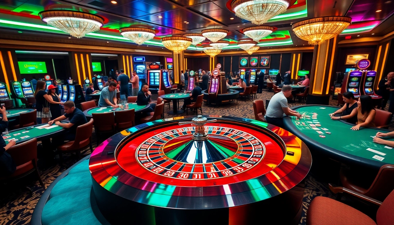 Players enjoying a thrilling game at LUCK8 Casino featuring blackjack and roulette tables.