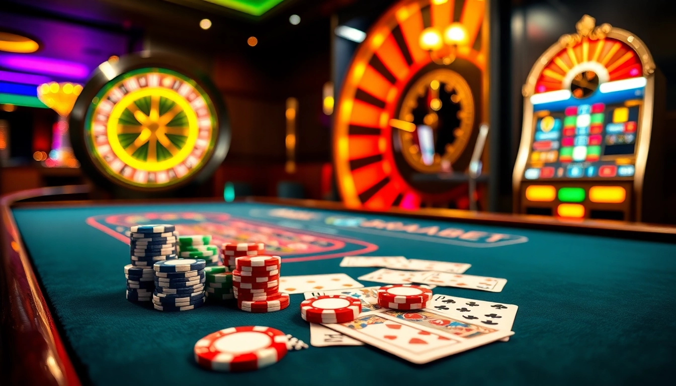 Experience the thrill of gambling at BRABET with luxurious casino elements and vibrant gaming atmosphere.