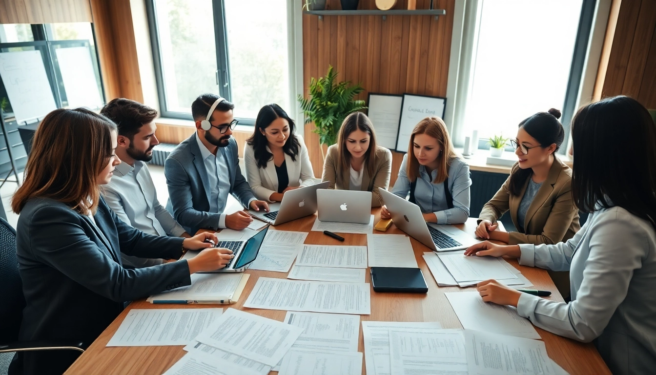 Efficient team collaborating on Contract Management in a vibrant office setting.