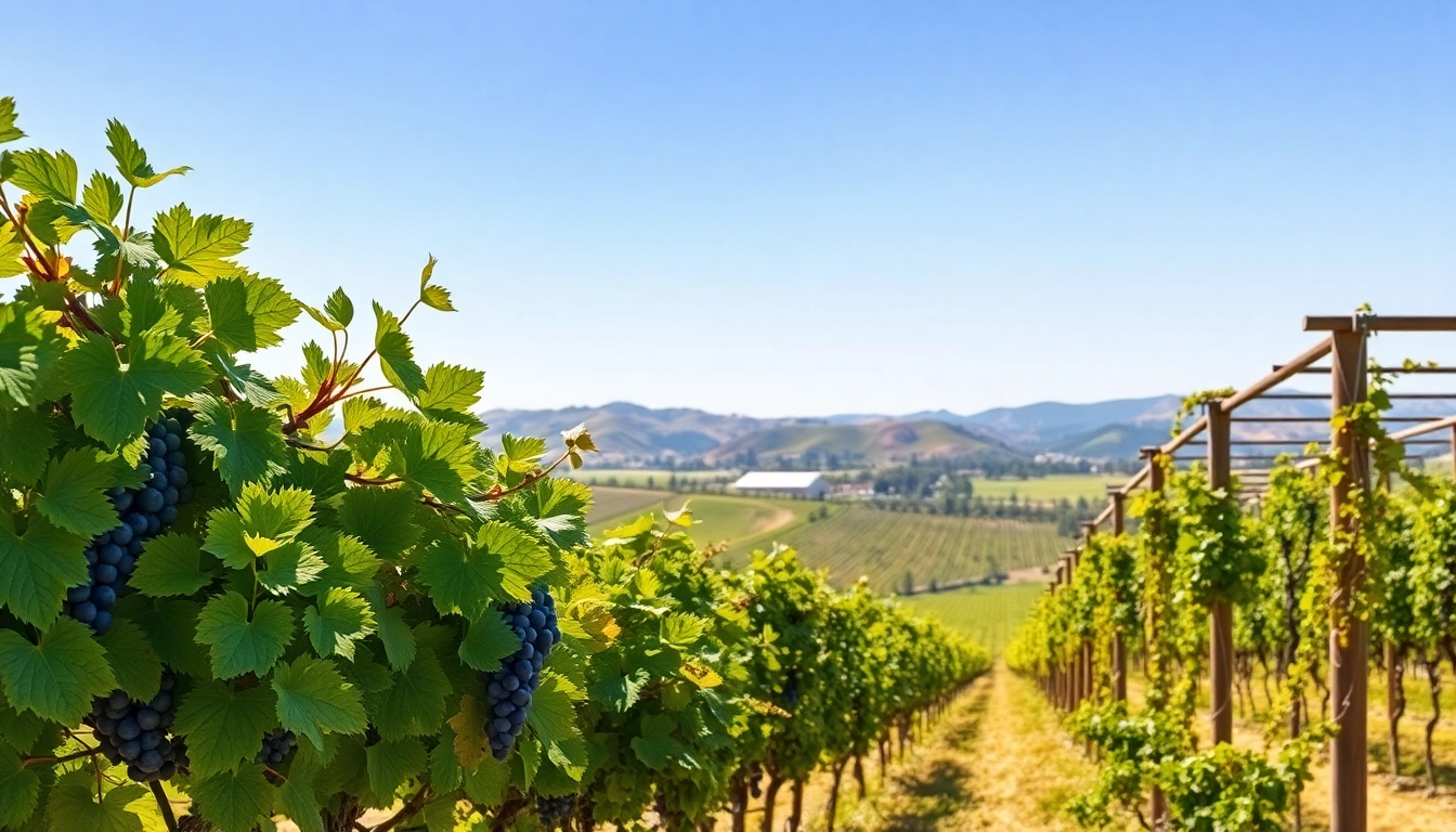 Captivating vineyard scene in Clarksburg California, capturing grapevines and rolling hills.