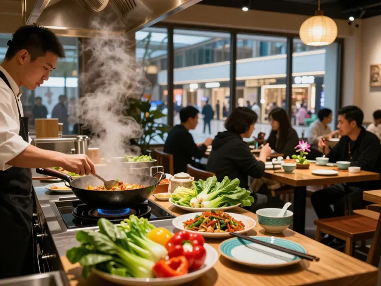 Chef preparing a delicious dish in Asian Star Chinese Restaurant, highlighting 88Pulsa's culinary offerings.