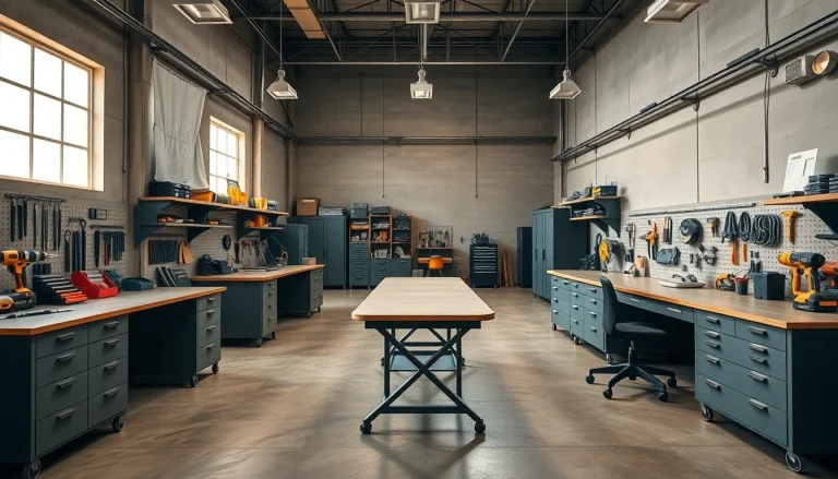 Explora la organización eficiente de muebles de taller Beta en un entorno industrial moderno.
