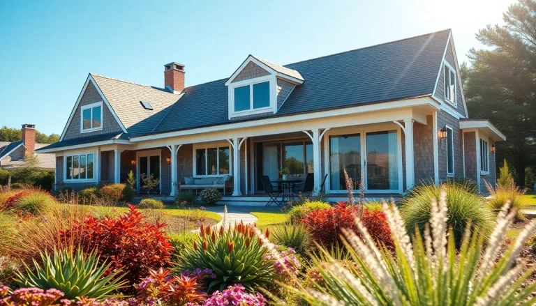 An inviting cape cod home addition showcasing coastal charm with elegant landscaping.
