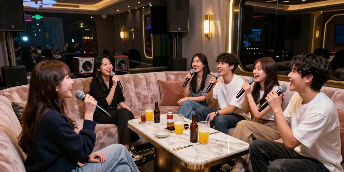강남가라오케에서 친구들과 즐거운 노래 시간을 보내는 고급스러운 룸의 모습