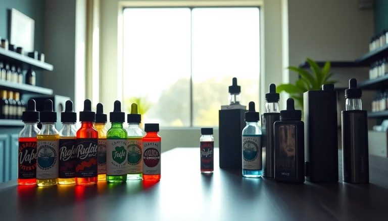 Showcasing a variety of products at Vape Juice Depot, highlighting vibrant vape juice bottles and hardware.