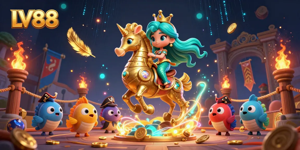 Engage in thrilling gaming at LV88 with vibrant casino characters and dynamic elements.