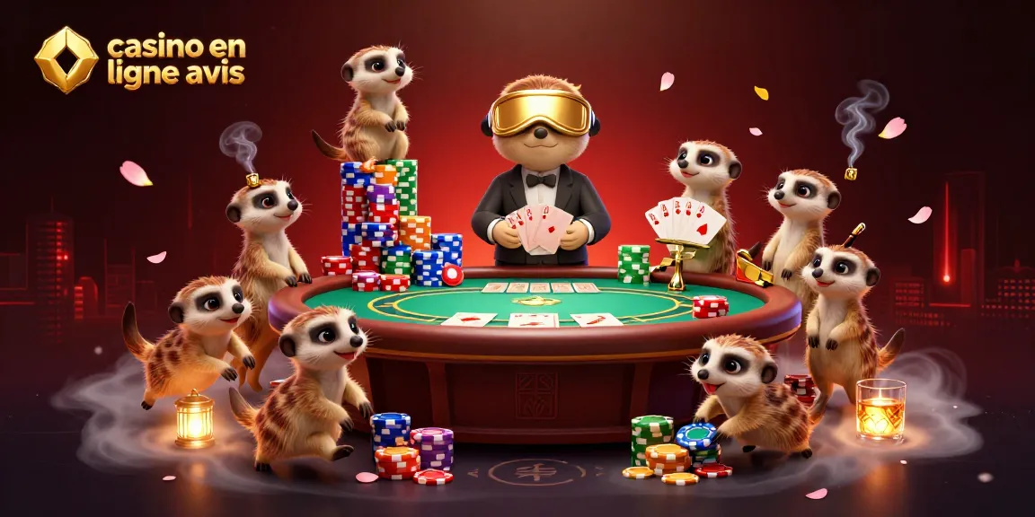 Illustration 3D montrant un casino géré par des suricates, incluant l'avis casino en ligne sur leur opération.