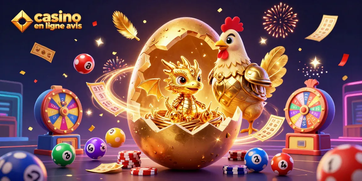 Casino en ligne avis : illustration dynamique avec un dragon doré et des éléments de jeu audacieux.