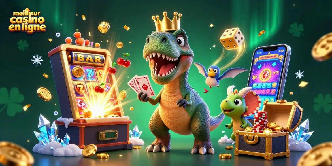 Jouer au meilleur casino en ligne avec un T-Rex et une triceratops amassant des gains d'argent dans un environnement ludique