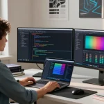Efficient workspace for 截图工具下载 showcasing coding tools and vibrant screens.