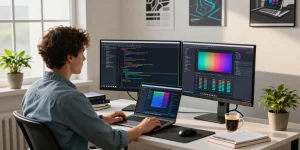 Efficient workspace for 截图工具下载 showcasing coding tools and vibrant screens.