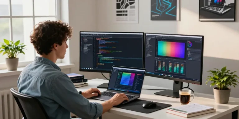 Efficient workspace for 截图工具下载 showcasing coding tools and vibrant screens.