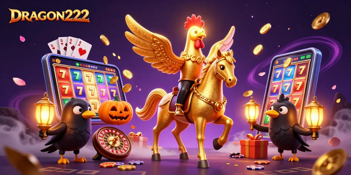 Experience the excitement at DRAGON222 with a golden rooster and casino games bursting with energy.
