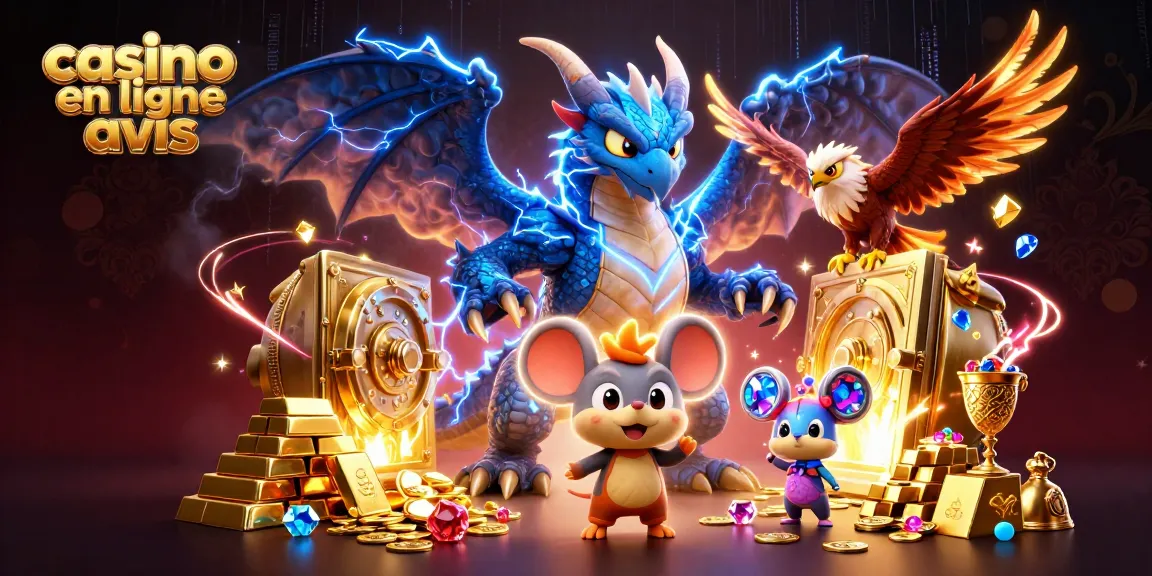 Le dragon en 3D émet des éclairs alors que le faucon et la souris apportent un avis fascinant sur les casinos en ligne avec des trésors.