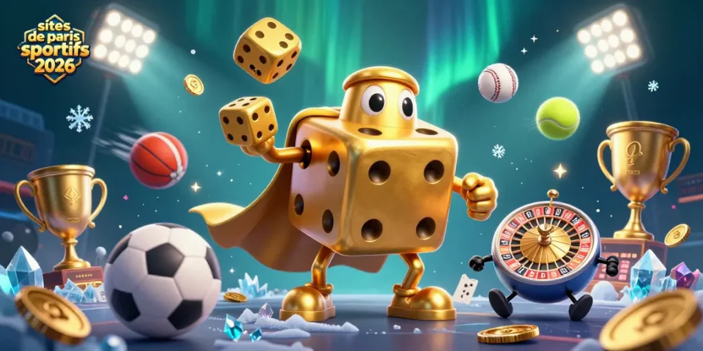 Pariez sur les sites de paris sportifs 2026 avec une scène de casino dynamique et créative.