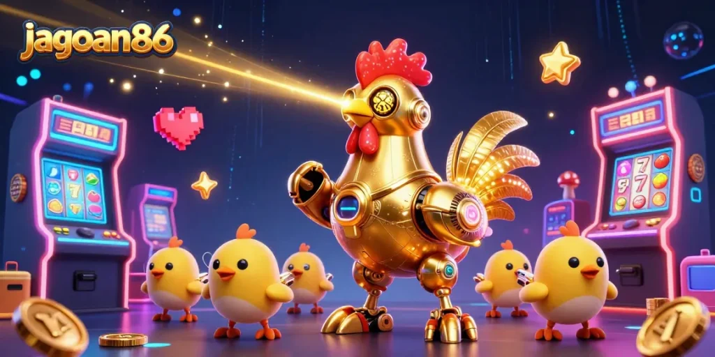 Engage with jagoan86's vibrant 3D illustration highlighting dynamic casino game elements.
