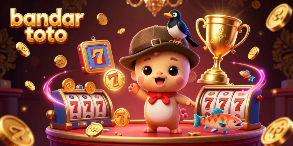 Engage with bandar toto's thrilling slot games showcasing vibrant characters and dynamic casino elements.